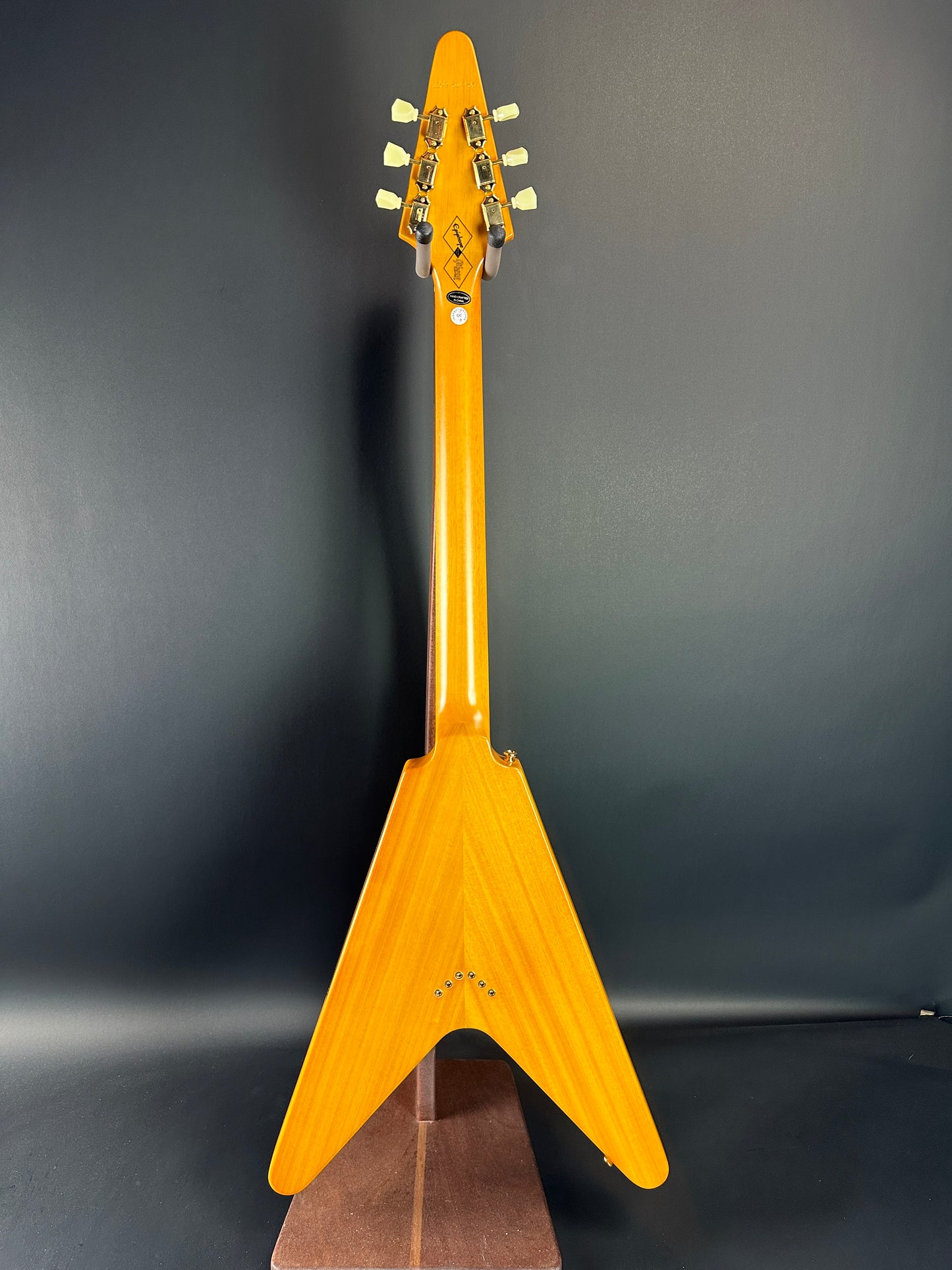 Full back of Used Epiphone 1958 Korina Flying V.