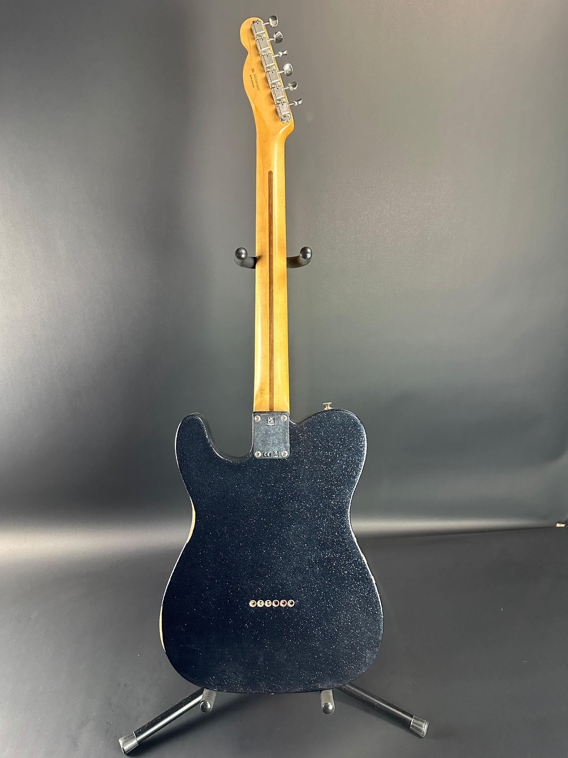 Full back of Used Fender Brad Paisley Esquire Tele Black Sparkle w/Centano T-Bender B&G Bender.