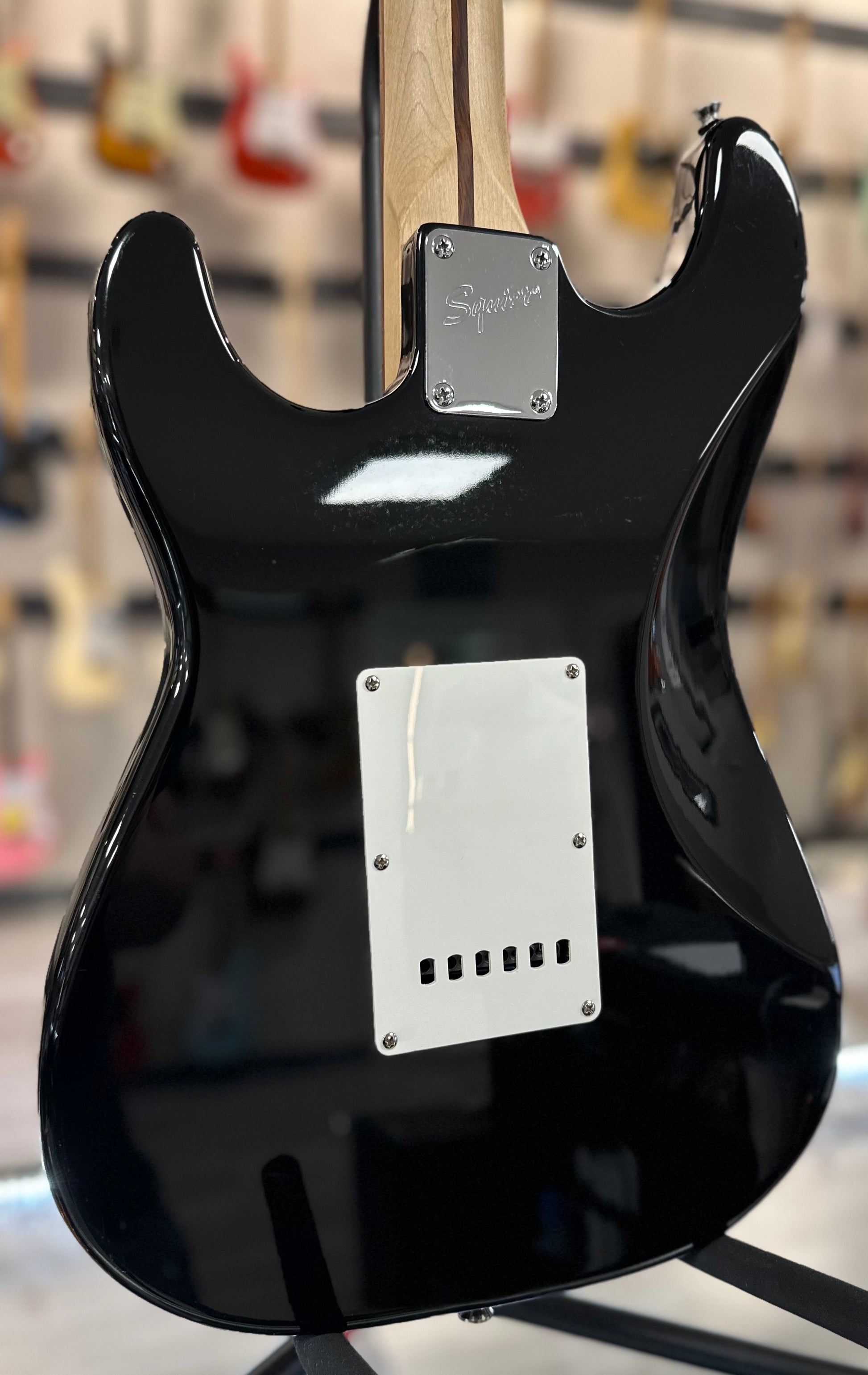 Back of Used Squier Affinity Stratocaster Black TSS4464