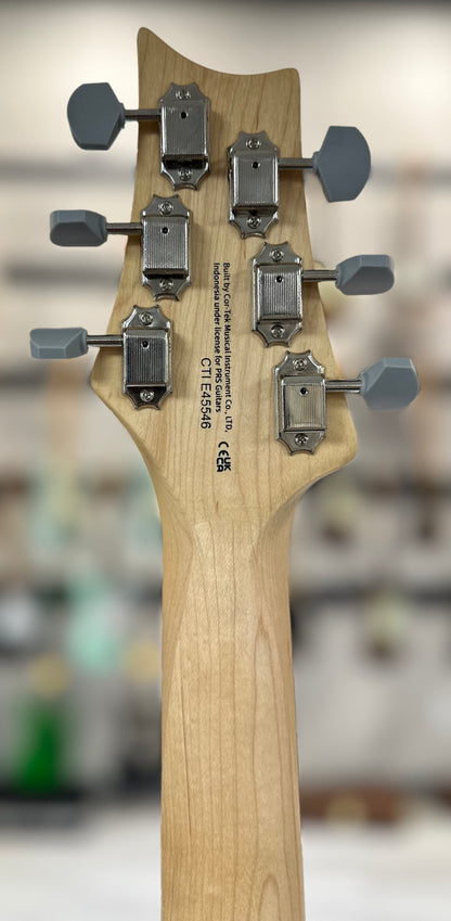 Back of headstock of Used PRS SE Silversky Evergreen TSS4243