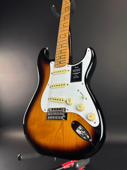 Front angle of Used Fender Vintera 50s Stratocaster Modified 2-Tone Burst.