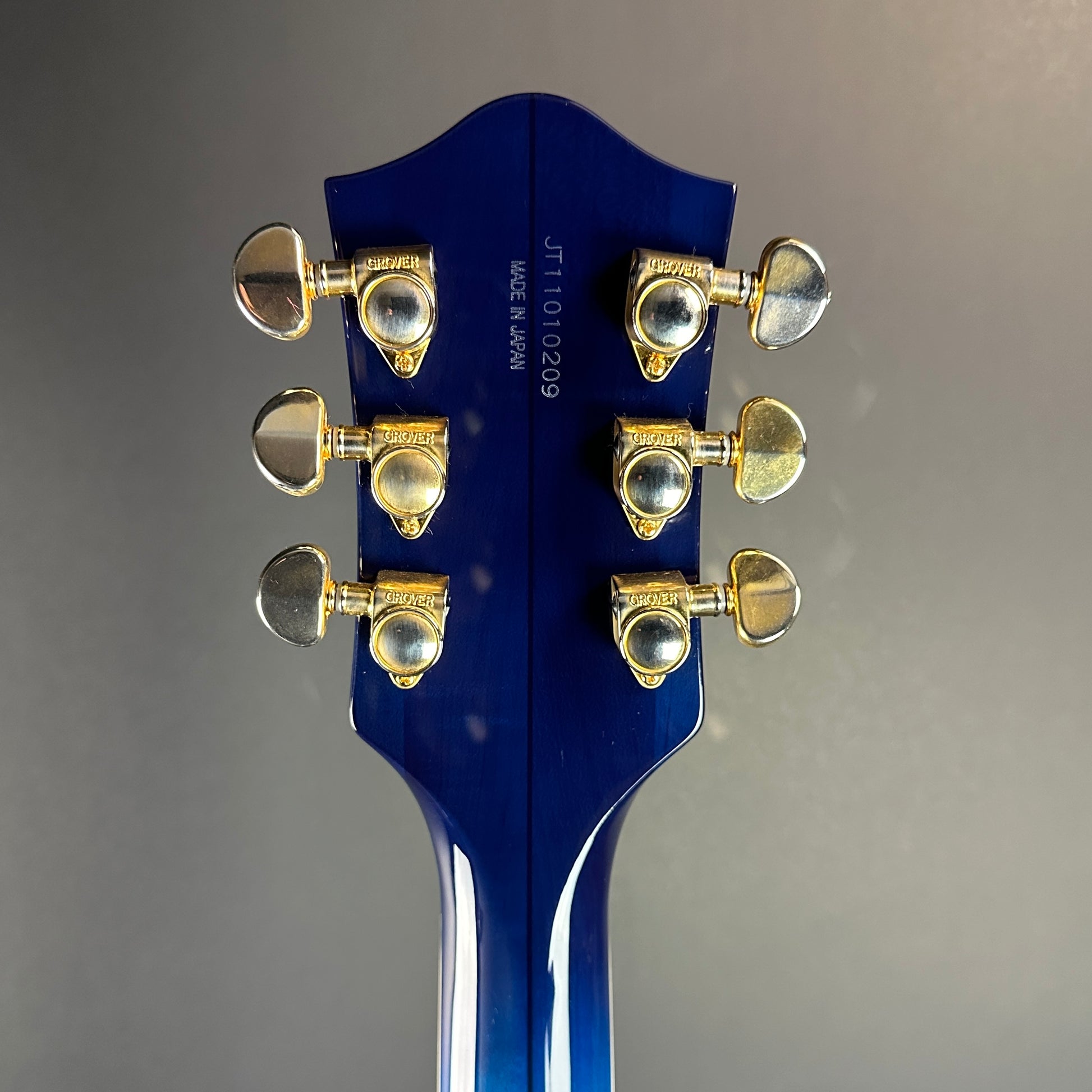 Back of headstock of Used Gretsch G6120 SB Blueburst.