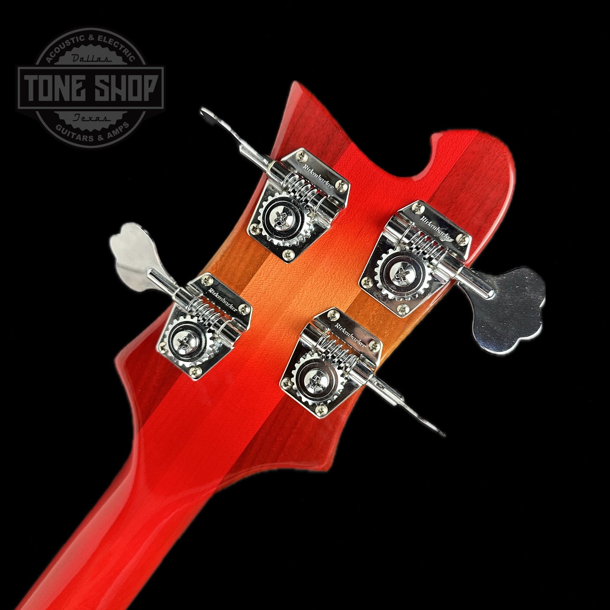 Back of headstock of Used Rickenbacker 4003S Bass Fireglo.