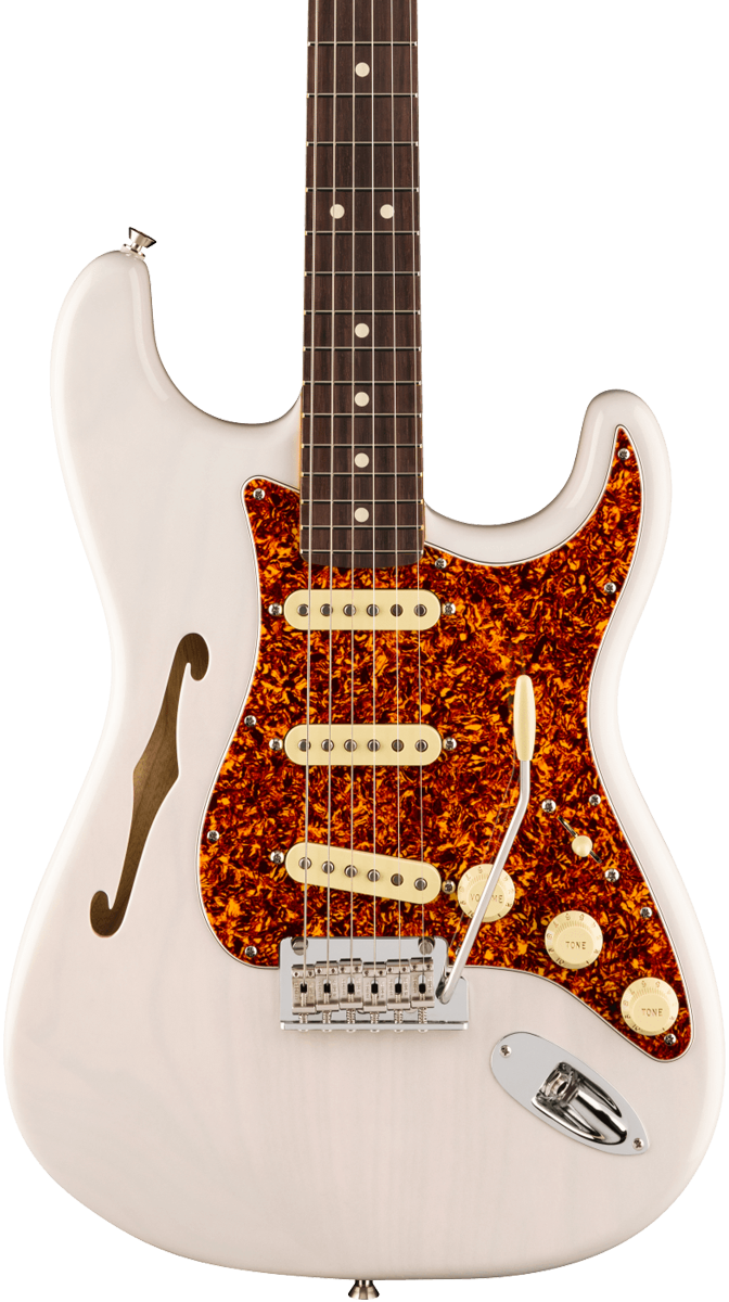 Front of Fender American Professional II Stratocaster Thinline RW White Blonde.