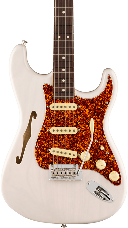 Front of Fender American Professional II Stratocaster Thinline RW White Blonde.