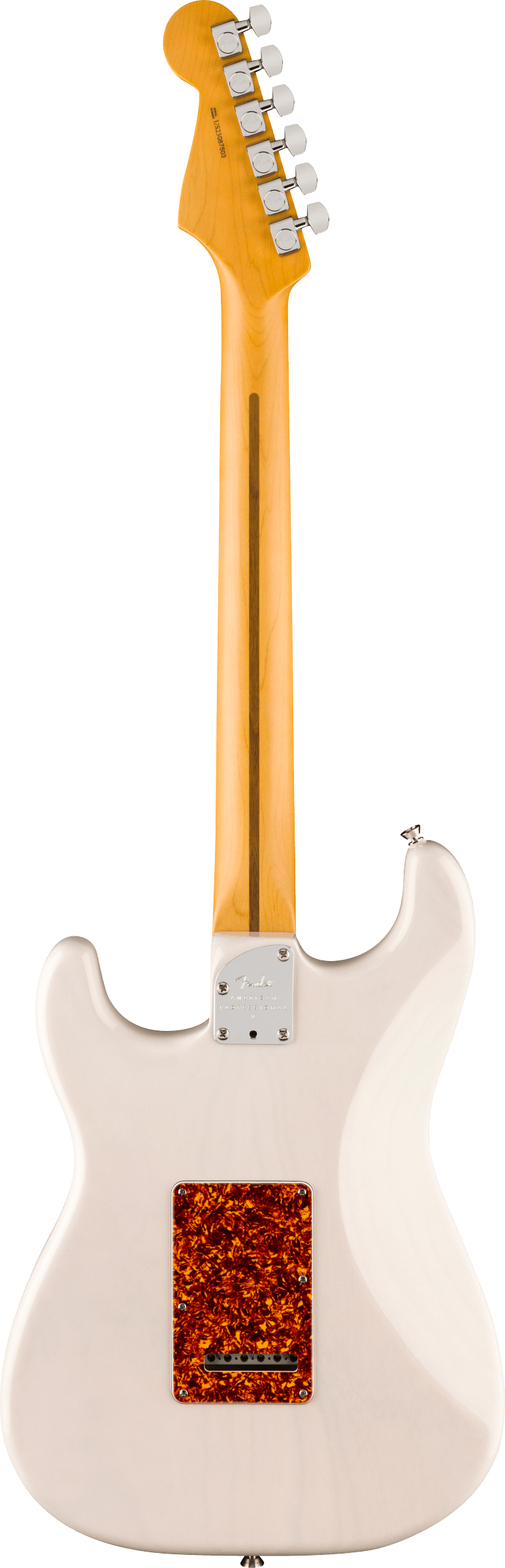 Back of Fender American Professional II Stratocaster Thinline RW White Blonde.