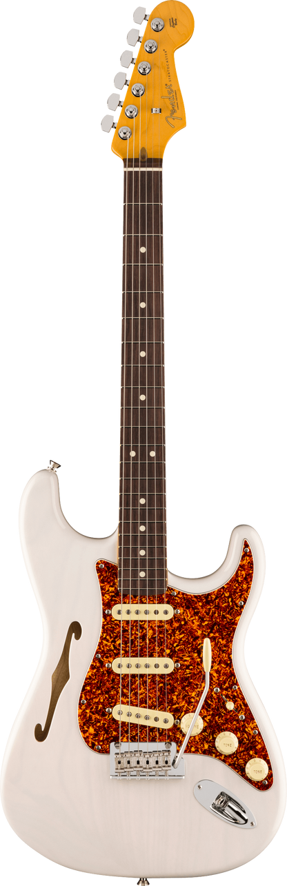 Full frontal of Fender American Professional II Stratocaster Thinline RW White Blonde.