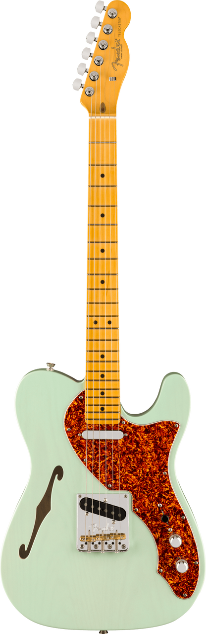 Full frontal of Fender American Professional II Telecaster Thinline MP Transparent Surf Green.