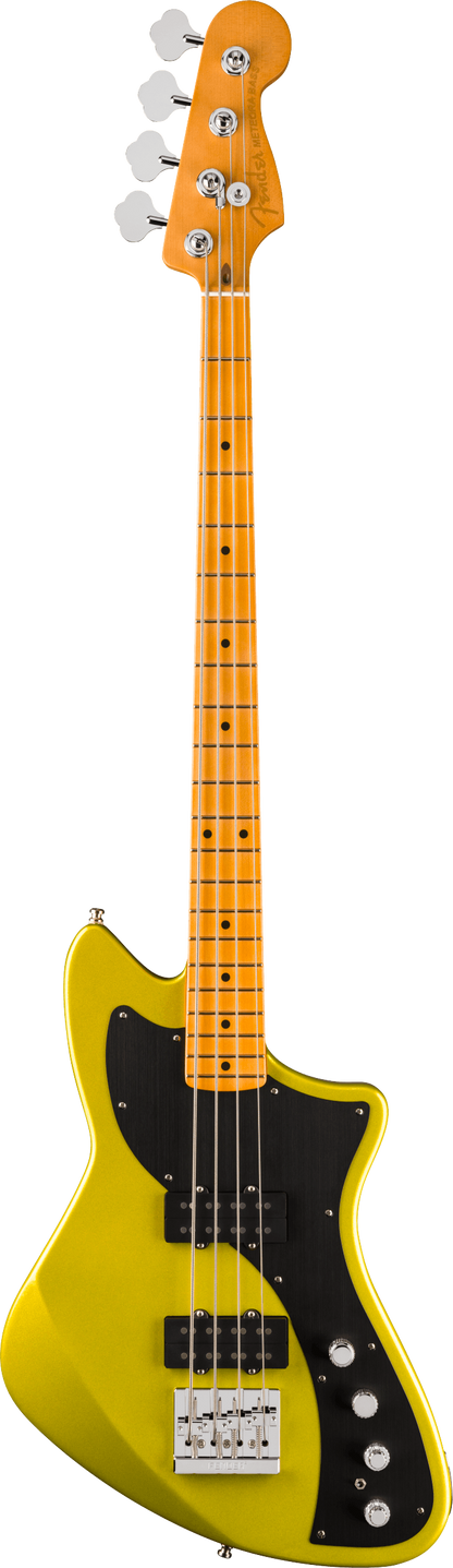 Full frontal of Fender American Ultra II Meteora Bass Solar Flare Maple.