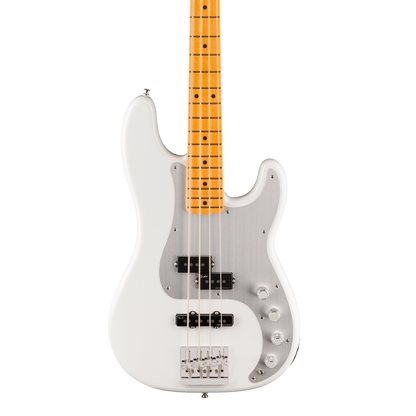 Front of Fender American Ultra II Precision Bass Avalanche Maple.