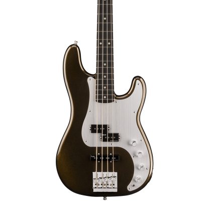 Front of Fender American Ultra II Precision Bass Ebony Fingerboard Texas Tea.