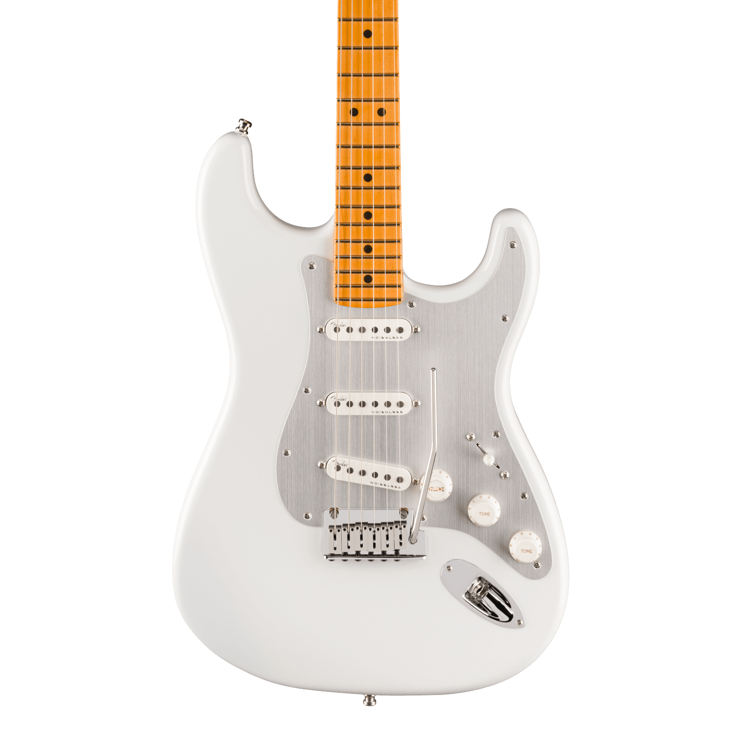 Front of Fender American Ultra II Stratocaster Avalanche Maple.