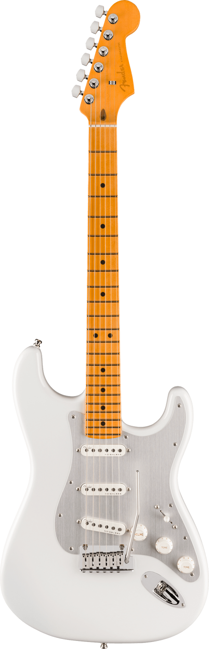 Full frontal of Fender American Ultra II Stratocaster Avalanche Maple.