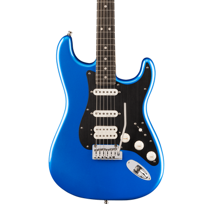 Front of Fender American Ultra II Stratocaster HSS Noble Blue Ebony.