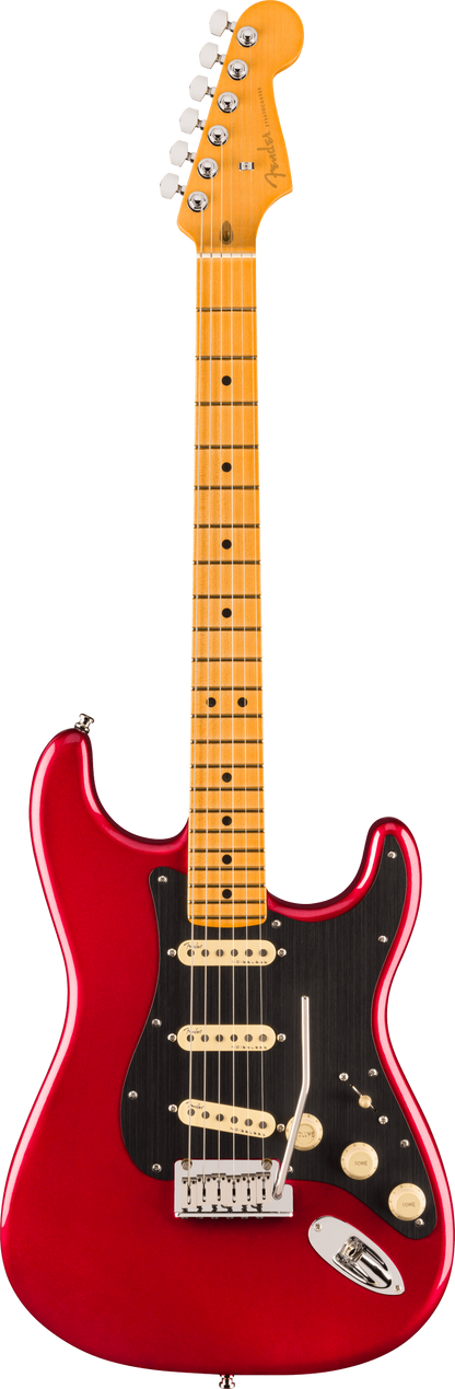 Full frontal of Fender American Ultra II Stratocaster Sinister Red Maple.