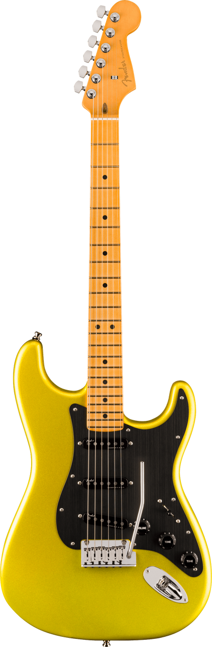 Full frontal of Fender American Ultra II Stratocaster Solar Flare Maple.