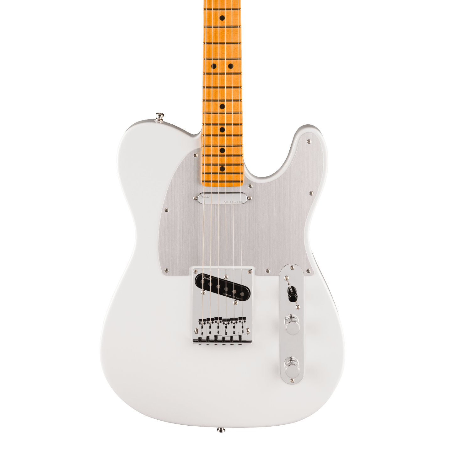 Front of Fender American Ultra II Telecaster Avalanche Maple.