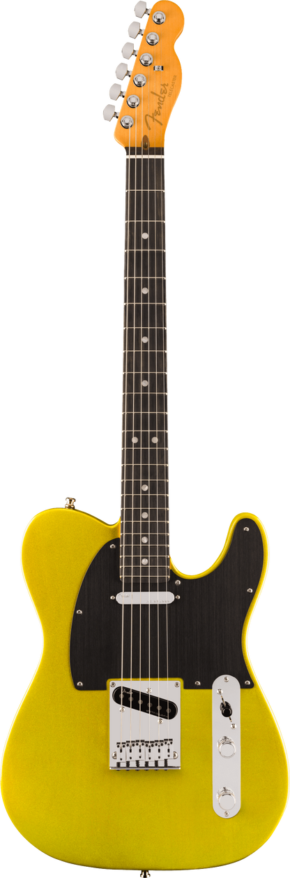 Full frontal of Fender American Ultra II Telecaster Solar Flare Ebony.