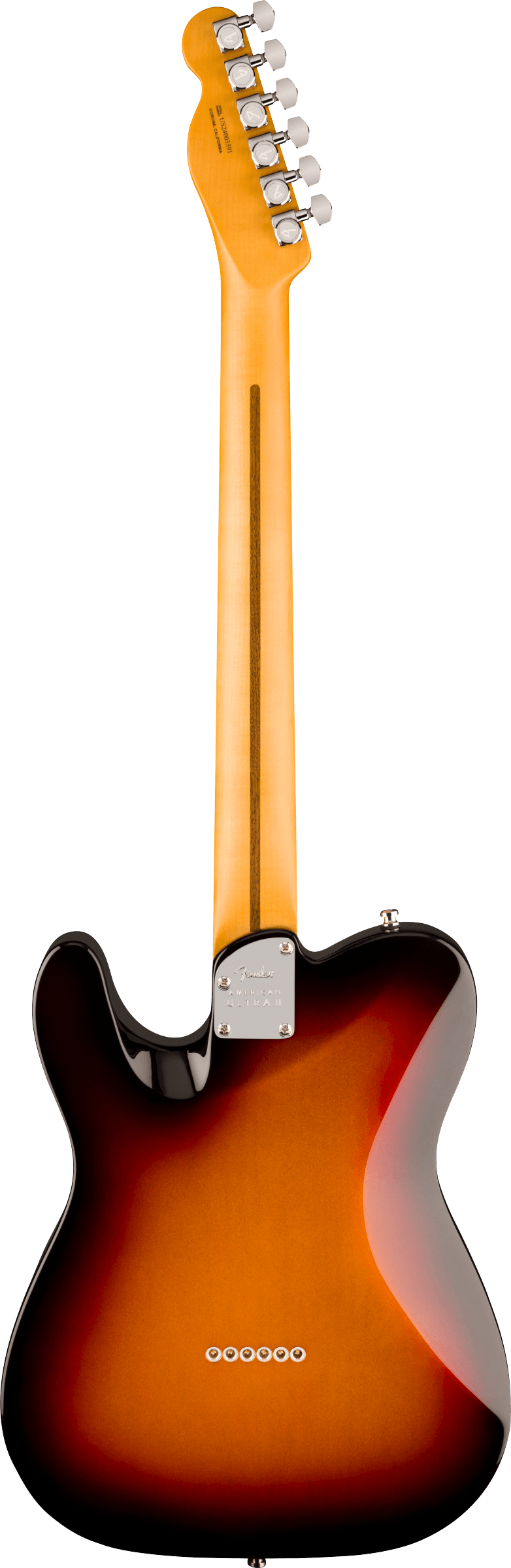 Back of Fender American Ultra II Telecaster Ultraburst Maple.