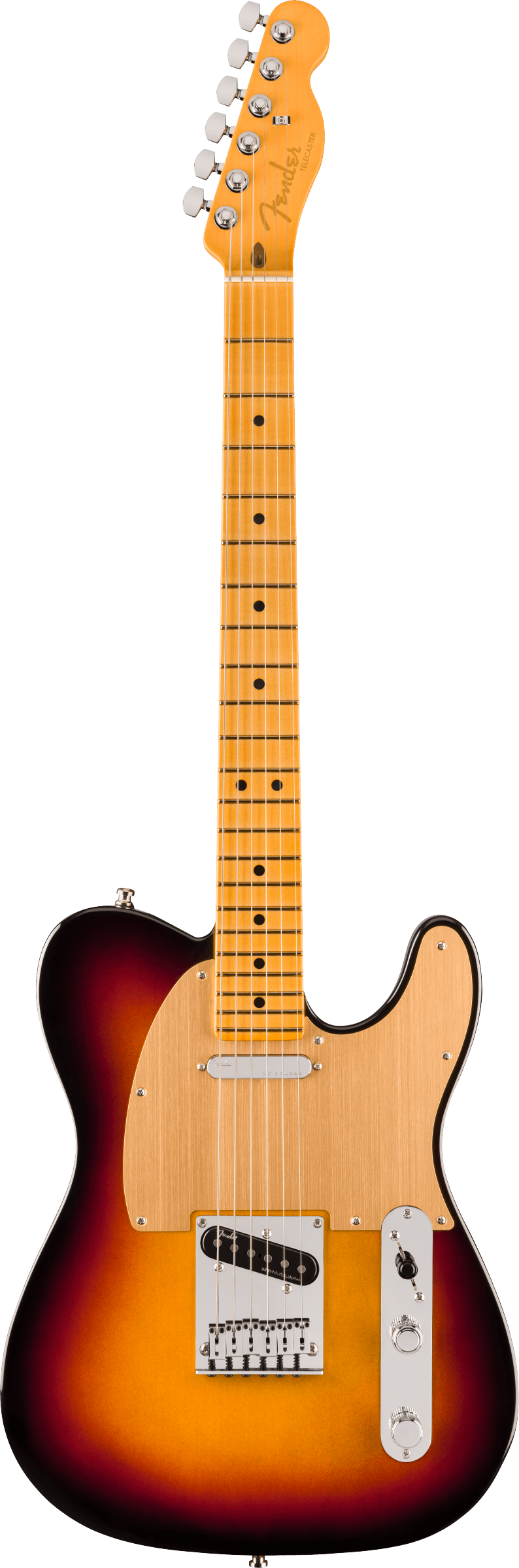 Full frontal of Fender American Ultra II Telecaster Ultraburst Maple.