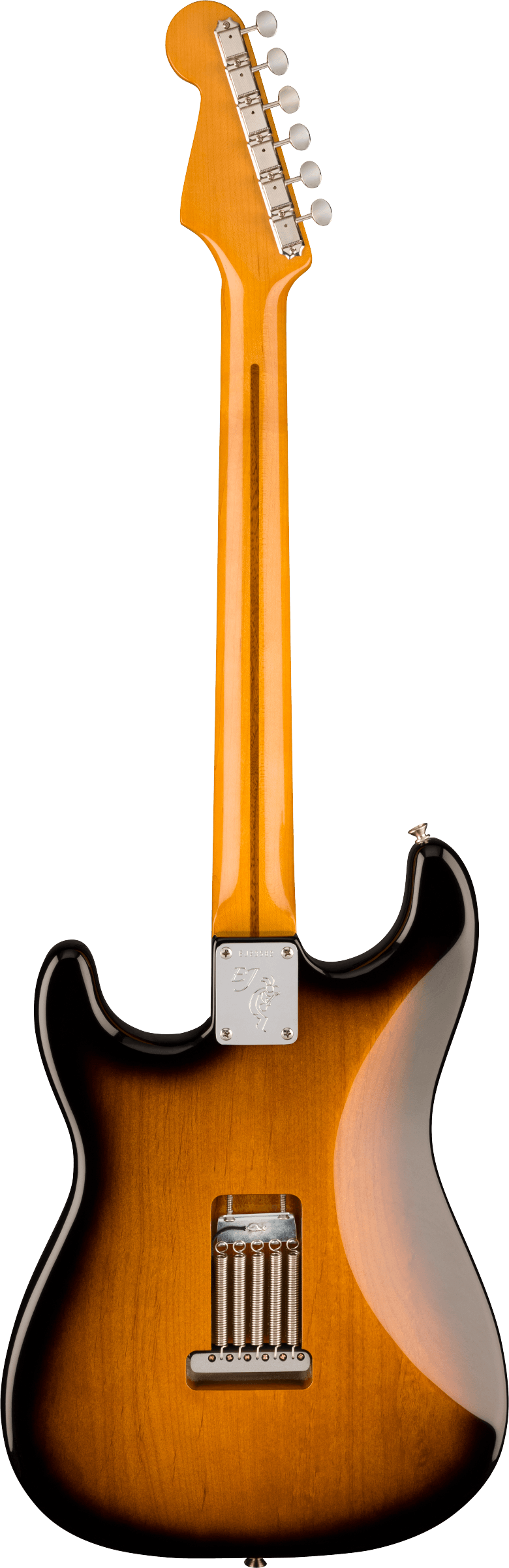 Back of Fender Eric Johnson Stratocaster Maple  2-Color Sunburst.