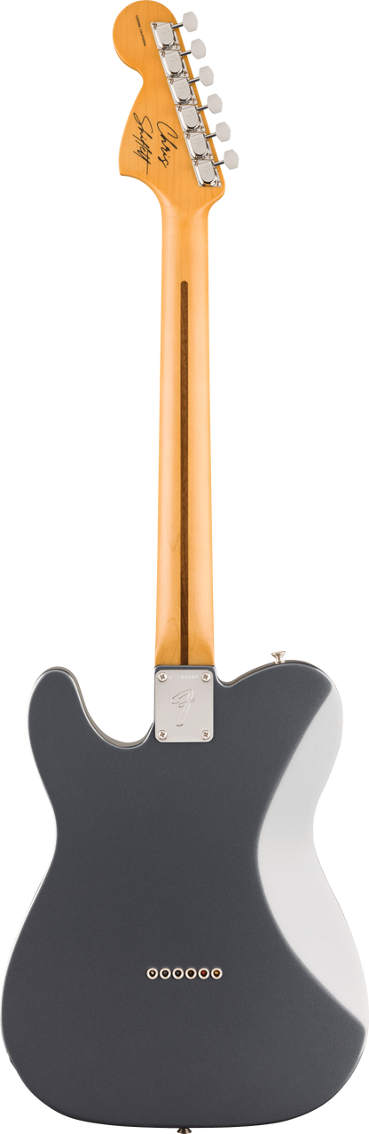 Back of Fender Limited Chris Shiflett Cleaver Telecaster Deluxe Charcoal Frost Metallic.