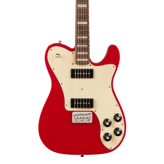 Front of Fender Limited Chris Shiflett Cleaver Telecaster Deluxe Dakota Red.