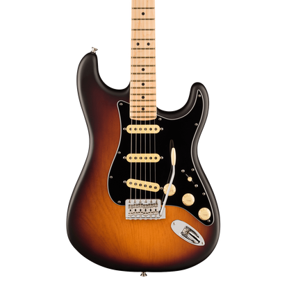 Front of Fender Limited Edition American Performer Pine Stratocaster MP 2-Color Sunburst.