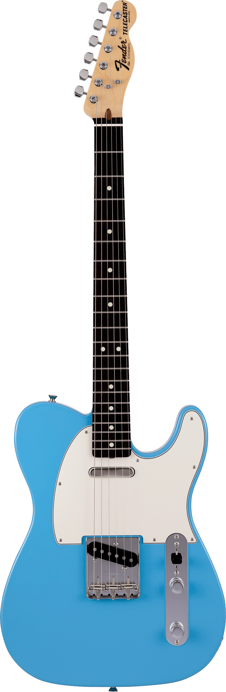 Full frontal of Fender Made in Japan Limited International Color Telecaster RW Maui Blue.