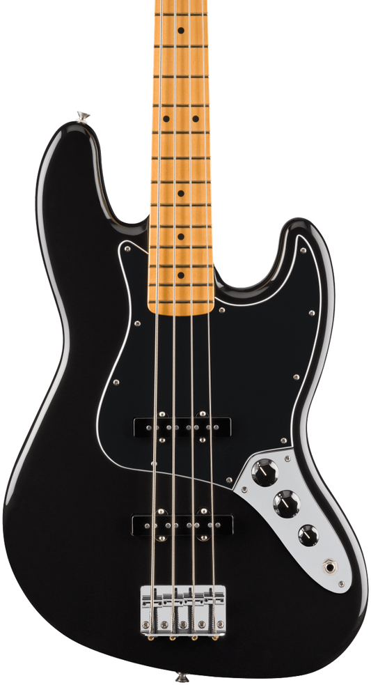 Front of Fender Player II Jazz Bass Maple Fingerboard Black.