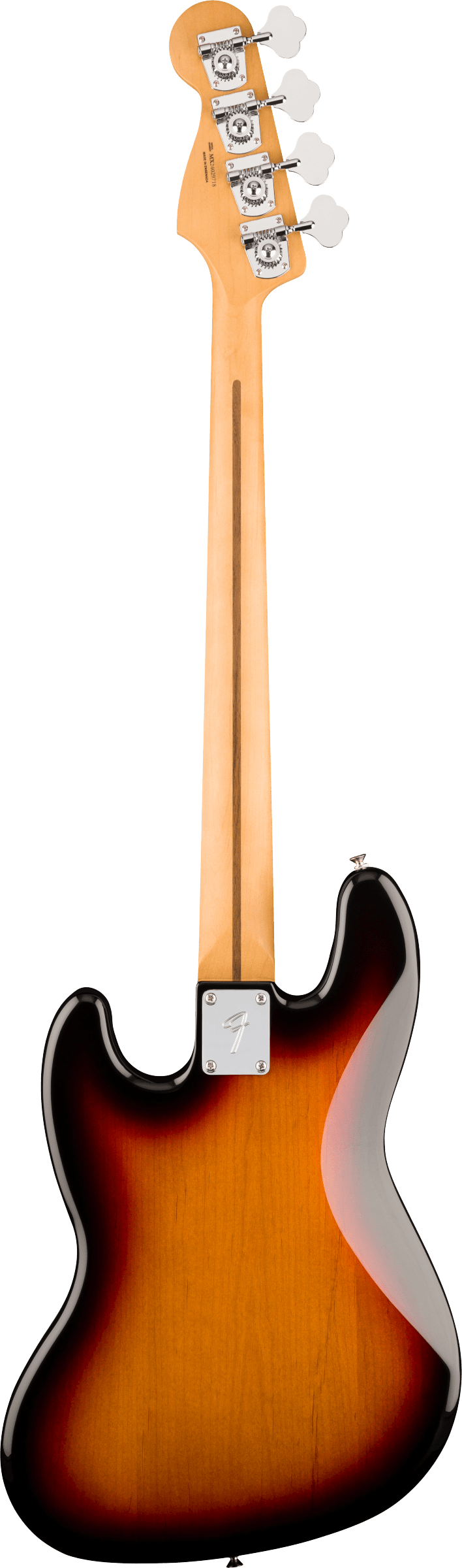 Back of Fender Player II Jazz Bass Rosewood Fingerboard 3-Color Sunburst.