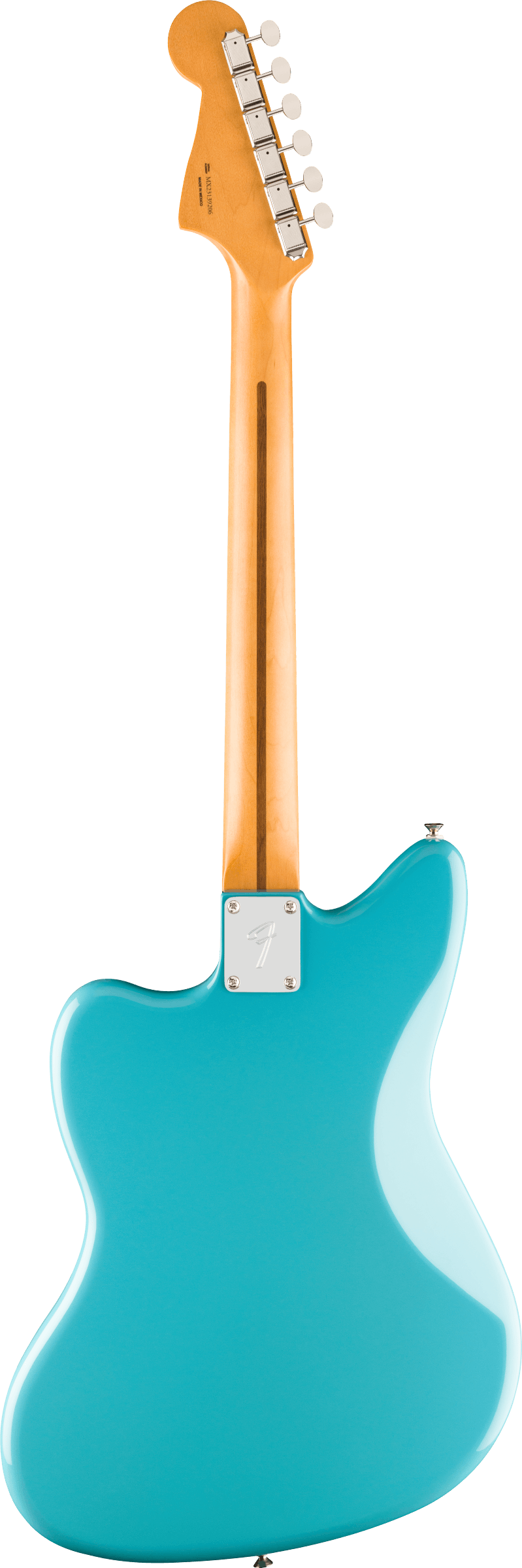 Back of Fender Player II Jazzmaster Rosewood Fingerboard Aquatone Blue.