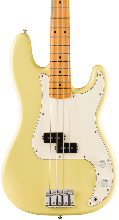 Front of Fender Player II Precision Bass Maple Fingerboard Hialeah Yellow.