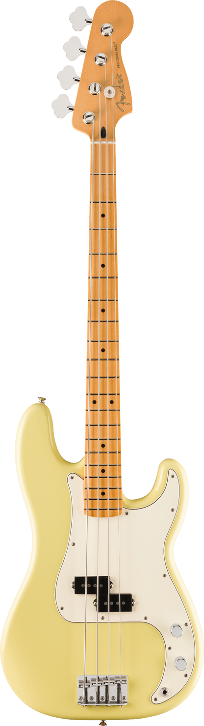 Full frontal of Fender Player II Precision Bass Maple Fingerboard Hialeah Yellow.