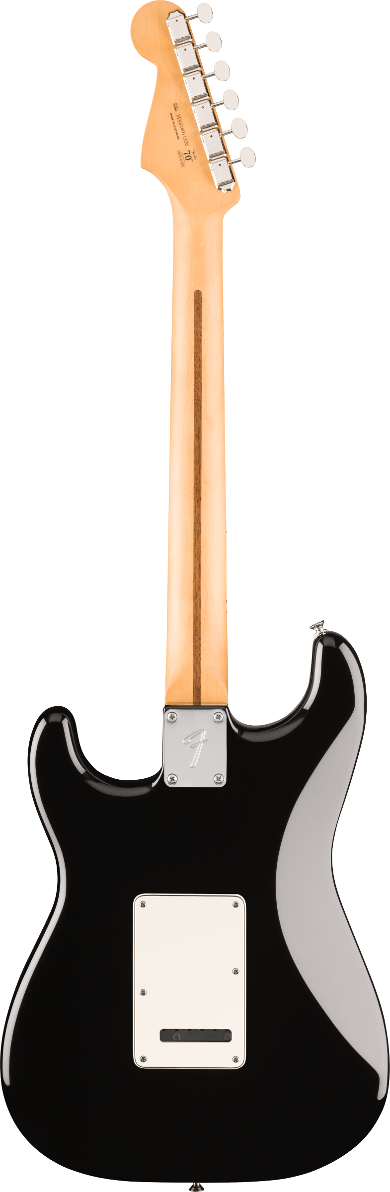 Back of Fender Player II Stratocaster HSS Maple Fingerboard Black.