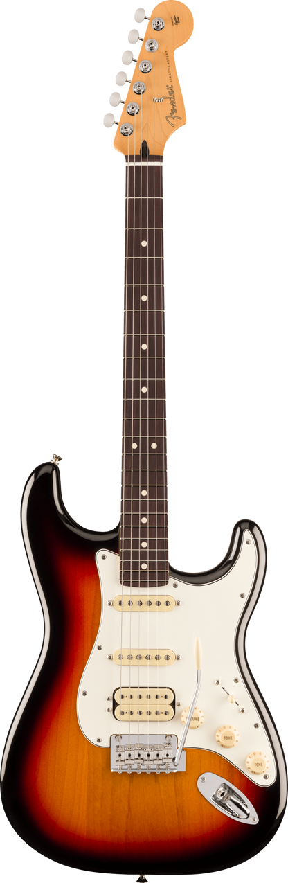 Full frontal of Fender Player II Stratocaster HSS Rosewood Fingerboard 3-Color Sunburst.