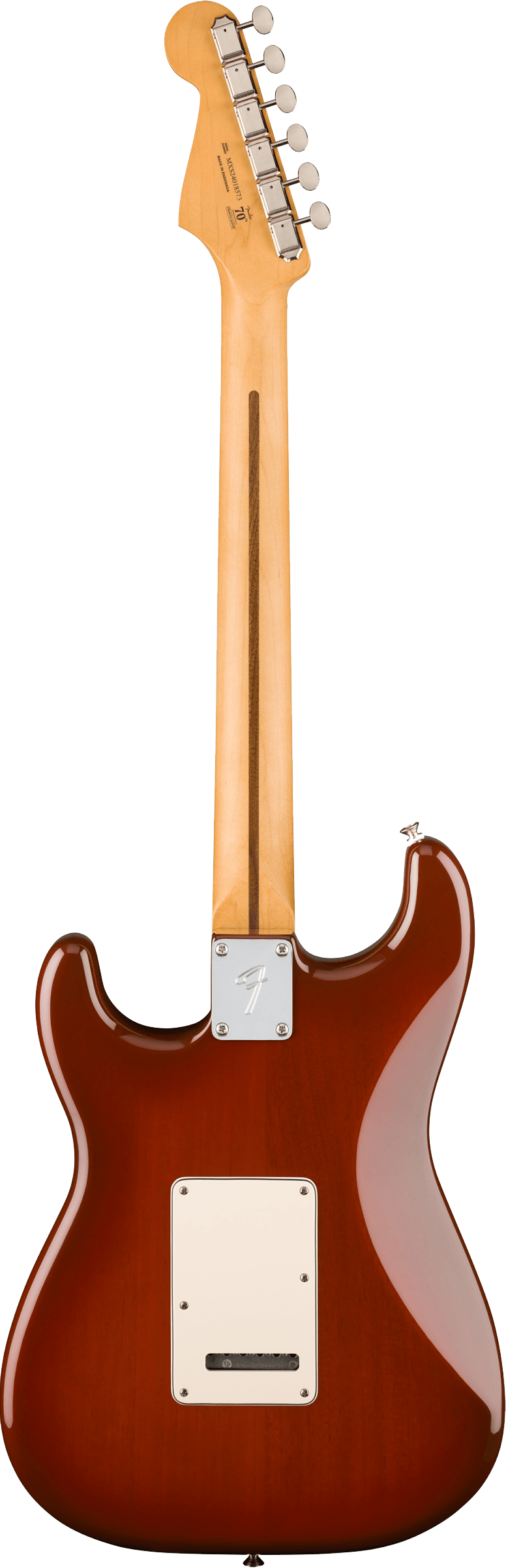 Back of Fender Player II Stratocaster Maple Fingerboard Transparent Mocha Burst.