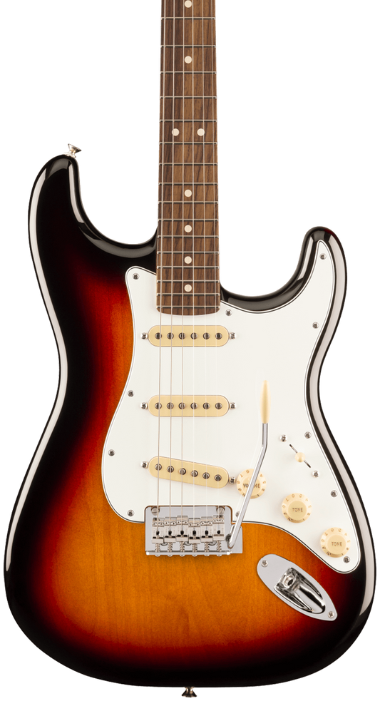 Front of Fender Player II Stratocaster Rosewood Fingerboard 3-Color Sunburst.