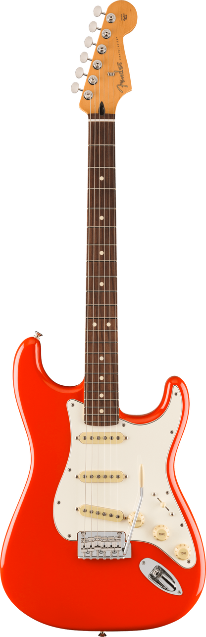 Full frontal of Fender Player II Stratocaster Rosewood Fingerboard Coral Red.