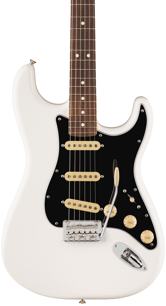 Front of Fender Player II Stratocaster Rosewood Fingerboard Polar White.