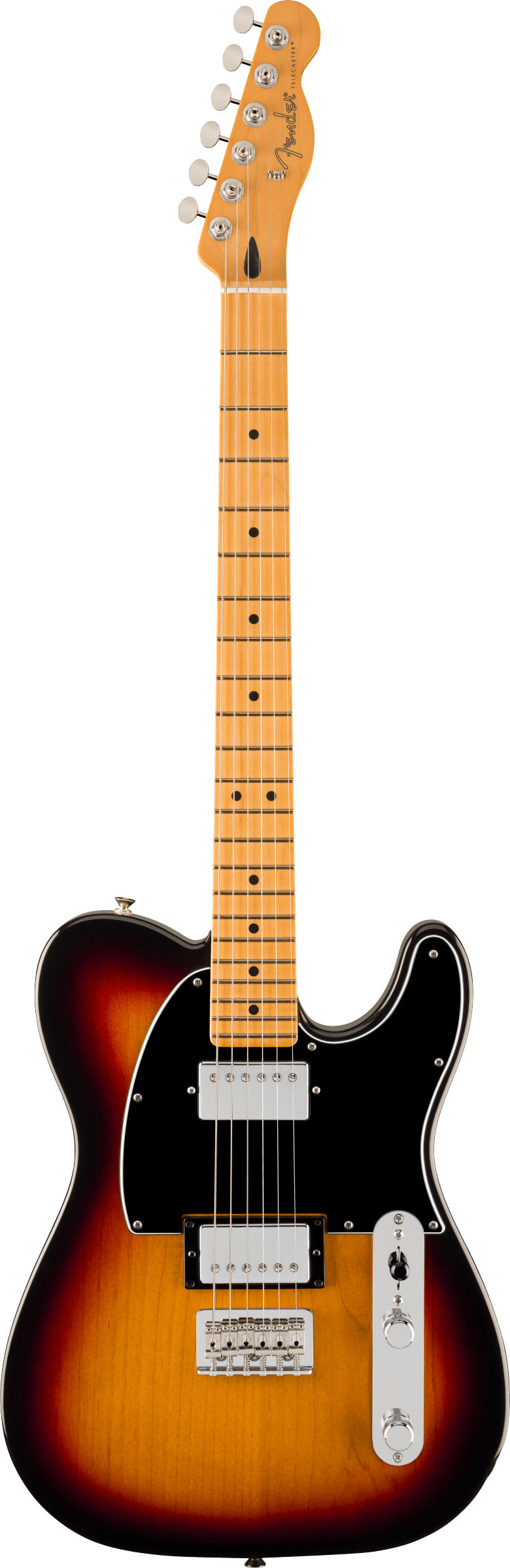 Full frontal of Fender Player II Telecaster HH Maple Fingerboard 3-Color Sunburst.