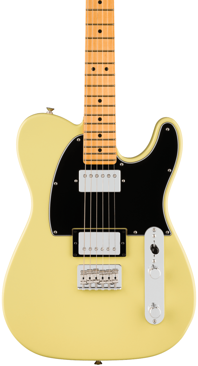 Front of Fender Player II Telecaster HH Maple Fingerboard Hialeah Yellow.