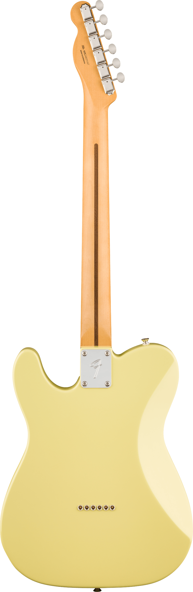 Back of Fender Player II Telecaster HH Maple Fingerboard Hialeah Yellow.