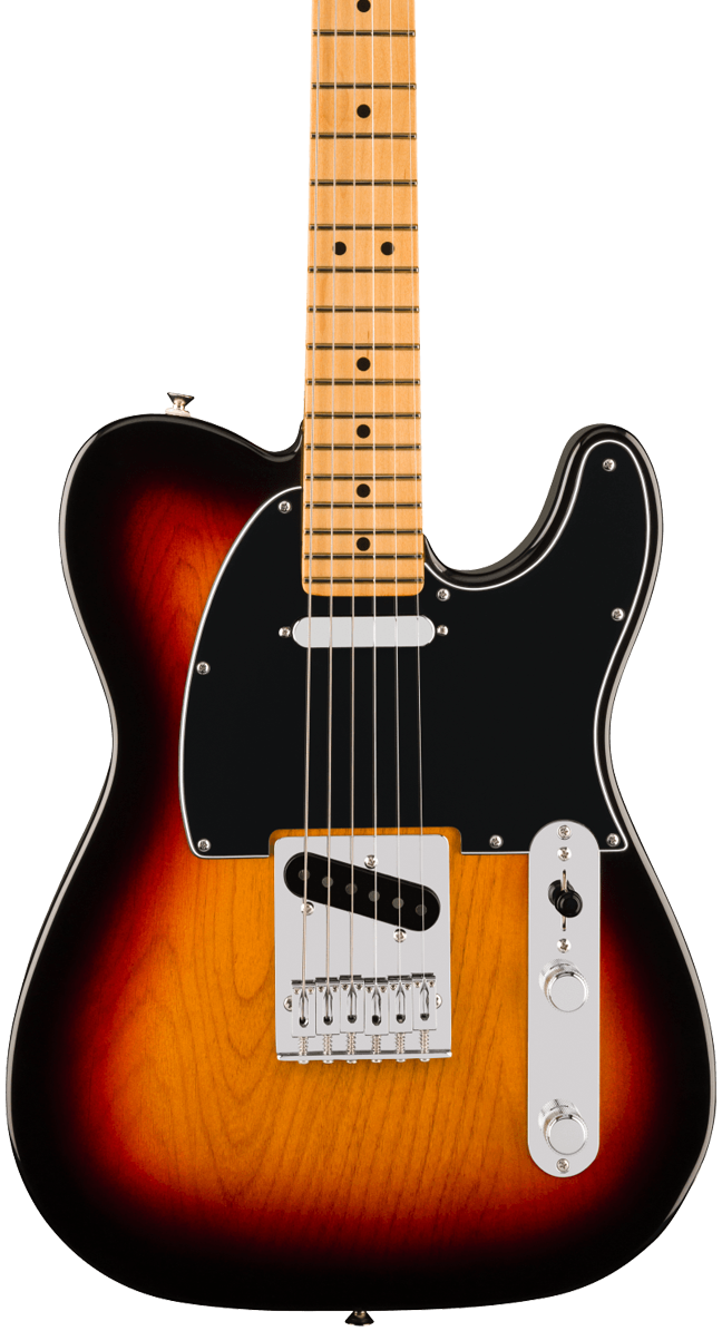 Front of Fender Player II Telecaster Maple Fingerboard 3-Color Sunburst.