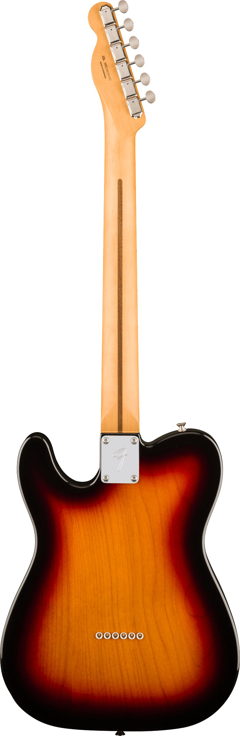 Back of Fender Player II Telecaster Maple Fingerboard 3-Color Sunburst.