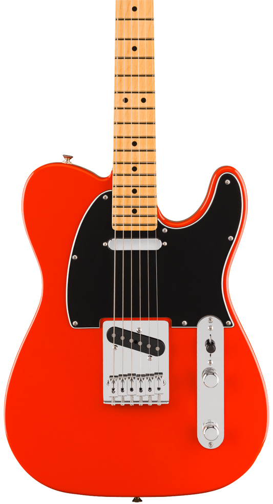 Front of Fender Player II Telecaster Maple Fingerboard Coral Red.