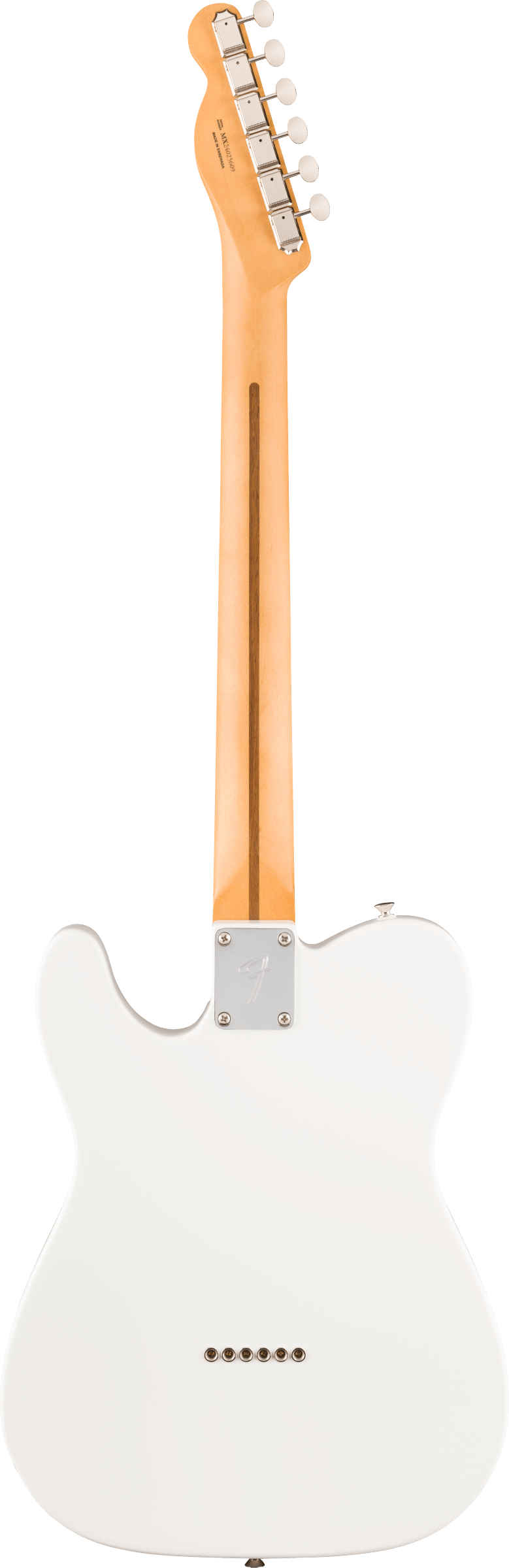 Back of Fender Player II Telecaster Rosewood Fingerboard Polar White.