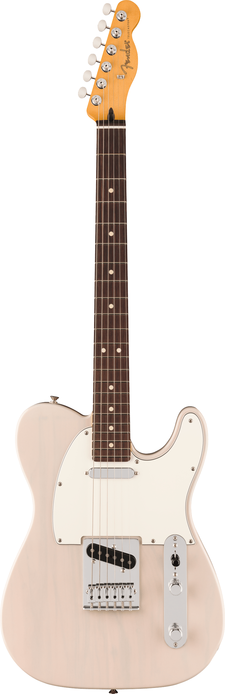 Full frontal of Fender Player II Telecaster Rosewood Fingerboard White Blonde.