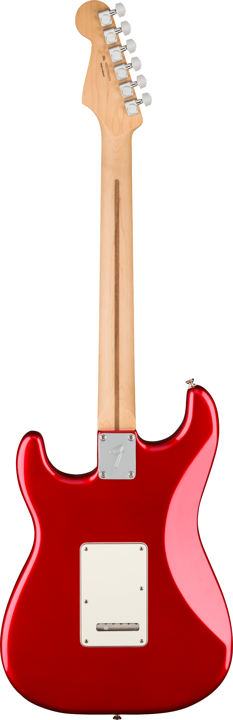 Back of Fender Player Stratocaster MP Candy Apple Red.