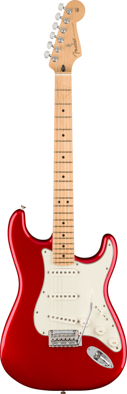 Full frontal of Fender Player Stratocaster MP Candy Apple Red.